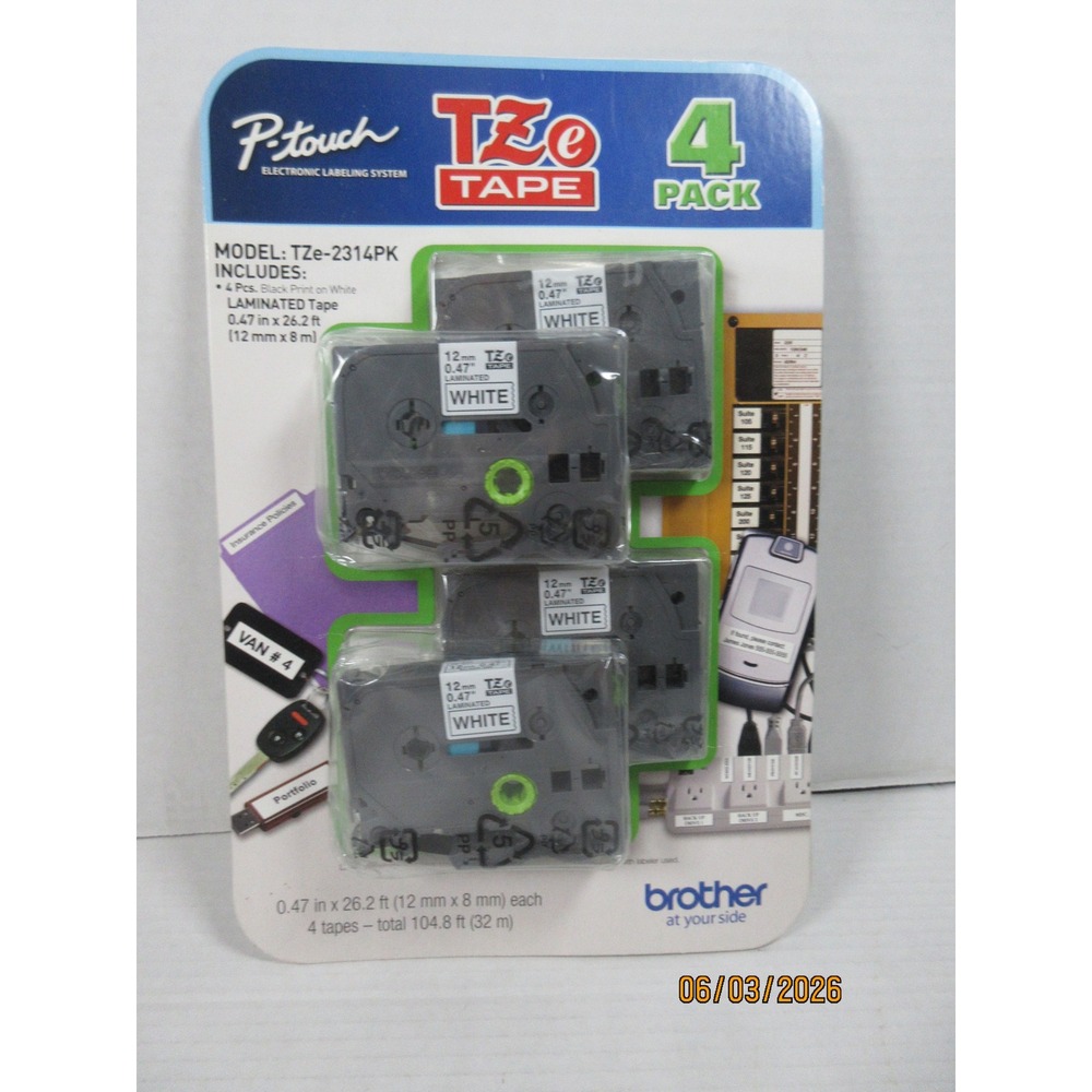 Brother P-Touch PT-15 Label Maker Bundle with 4 Pack TZe-2314PK Laminated Tape